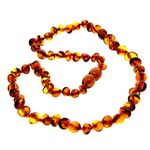 SilverAmber Jewellery - Baltic Amber Necklace Cognac - Polished - Handmade 100% Genuine Amber Beads - Premium Quality - Size 33 cm