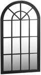 OIKITURE Window Mirror Arched 76x51CM Wall Mounted or Floor Standing, Wall Mirror Window Decorative Mirrors 3MM Thick Shatterproof Glass, Wooden Frame, for Bathroom Entryway Living Room, Black