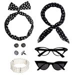 HOVEOX 50s Accessories Set for Women 1950s Women Costume Accessories Scarf Glasses Headband