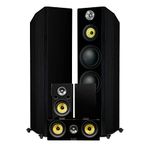 Fluance Signature HiFi Surround Sound Home Theater 5.0 Channel Speaker System Including 3-Way Floorstanding Towers, Center Channel and Rear Surround Speakers - Black Ash (HFHTB)