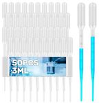 MAQIHAN Pipettes Plastic Droppers 50PCS - 3ML Disposable Calibrated Transfer Pipettes Pipette Droppers for Measuring Science Liquid Laboratory Labs Essential Oil Dropper Bottle Paint