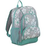 Eastsport Laptop Backpack, Multipurpose Casual Daypack, Triple Compartments Bookbag for College, Hiking, Work, 18 Inches, Turquoise/Soft Silver Gray/Hibiscus Print, One Size, Daypack Backpacks