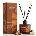 Soul & Scents 120ml Reed Diffuser Set Sandalwood | Long Lasting Home Air Freshener | 6 Fiber Sticks | Gifting | Fragrance for Bedroom Bathroom Living Room | Aromatherapy Relaxing Soothing Aroma