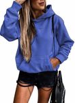 SHEWIN Womens Hoodies Casual Long Sleeve Solid Lightweight Hoodie Pullover Tops Soft Loose Hooded Sweatshirt Fall Clothes for Women 2024,US 0-2(XS),Blue