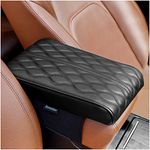 Seasider Car Center Console Cover, Memory Foam Car Armrest Cushion, Black Auto Arm Rest Pad, Leather Middle Consoles Protector, Hand Rest Pillow for SUV/Truck/Vehicle