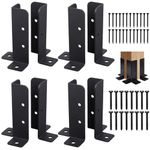 8Pcs Fence Post Brackets, Adjustable Bolt Down Post Support Fit 1.5x1.5,2x2,2x4,4x4 Post, Heavy Duty Deck Post Brackets Support Deck Base Plate Pergola Brackets Fence Post Repair Kit