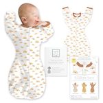 SwaddleDesigns Transitional Swaddle Sack, Arms Up Half-Length Sleeves & Mitten Cuffs, Swaddle for Newborn Transition to Baby Sleep Sack Wearable Blanket, Small, 0-3 mo, 6-14 lb, Watercolor Sunny Days