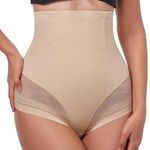 SIMIYA Tummy Control Body Shaper for Women, Pinstripes Butt Lifter Shapewear for Women Tummy Control, High Waisted Control Knickers Seamless Shapewear Underwear Beige