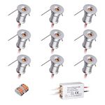 HHTUN Mini Downlight DC12V 1W 3000K 9 Pack Silver Shell, Used for Indoor Wardrobe Lighting, Cabinet Lighting, Artwork Mini Light, Embedded Downlight, DIY Mini Light (3000K,Silver,9Pack)