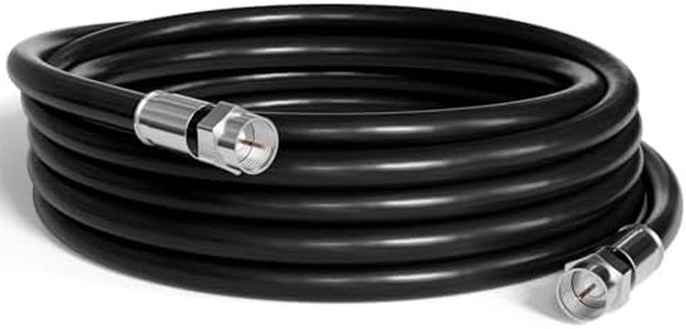 40' Feet, Black RG6 Coaxial Cable (Coax Cable) with Weather Proof Connectors, F81 / RF, Digital Coax - AV, Cable TV, Antenna, and Satellite, CL2 Rated, 40 Foot