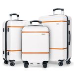 AnyZip Luggage Sets 3 Piece ABS+PC Hardside Lightweight Suitcase with Spinner Wheels TSA Lock Carry on 20 24 28 Inch White