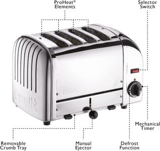 Dualit Classic 4-Slice Toaster – Stainless Steel, Retro Design