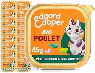 Edgard & Cooper - Paté para Gatos orgánicos, (Pollo orgánico, 85 g x 16), orgánico y sin Cereales, Carne y Pescado Frescos y proteínas de Calidad, Ingredientes Reales, paté esterilizado y Activo