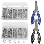 400 PCS High Strength Heavy Stainless Steel 30lb to 95lb Split Ring Lure Connector and 2 PCS Fishing Pliers, lyfLux Heavy Duty Bait Rings, Tackle Connectors