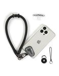 project-cb Hand Wrist Phone Strap,Phone Lanyard Patch ×2,Cell Phone Case Holder,Wristlet Strap for Key,AirPods,Camera (Black, 12inch)