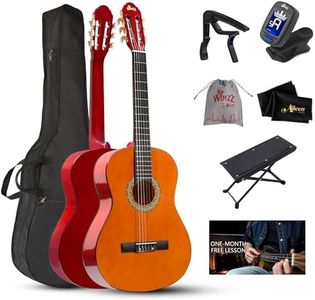 WINZZ 39 Inches Classical Guitar Full Size Beginner Acoustic with Online Lessons Bag Capo Tuner Strings