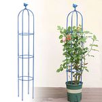 6 Feet Tall Garden Trellis for Climbing Plants Kalolary Garden Tower Obelisk Trellises Rustproof Metal Potted Plant Climbing Support for Indoor Outdoor Flowers Vegetable Fruits Vines Support (Blue)