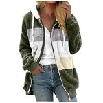 Ceboyel Women Color Block Fleece Jacket Sherpa Teddy Jackets Coat Fleece Fuzzy Cardigans Trendy Warm Winter Clothes 2023, J04-green, 3X-Large