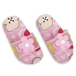 BabyMoo Waterproof Soft Slippers Anti-Skid Floral 3D Sliders Soft Comfortable Indoor & Outdoor Slippers Casual Wear Stylish Flip Flop Slides Girls Pink Age 4-5 Years