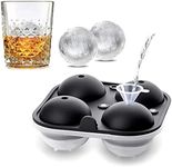 Sunset Silicone Sphere Ice Tray - Mold for 4 Ice Balls 6 cm with Funnel + Locking lid | Flexible Ice Moulds for Whiskey, Cocktails & More | Large Ice Cube Tray Reusable and BPA Free | Aussie Seller