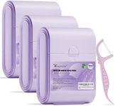 EasyHonor Dental Floss Picks,Twin-Line Lemon Flavor Dental Flossers, Dual Action Flossing System, Easy Carry and Pick, 156 Count Floss Sticks in 3 Portable case.(Purple, Lemon)