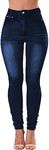 Women's High Waisted Jeans for Women Distressed Stretch Jeans for Women Ripped Butt Lift Jeans Denim Pants Blue, Size 12