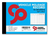 Cherry Vehicle Mileage Record Log Book A5 100pages 80gsm