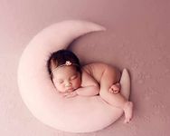 The Purple Tree Fiber Velvet Moon and Star Cushion Baby Photo Shoot Prop Accessories (Pack of 1 Moon and 5 Star, Pink) Cute Props for Babies, Newborn Photography Props