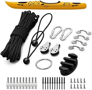 Kayak Anchor Trolley Kit Anchor Wizard Kayak LeverLock Anchor Trolley,Anchor System for Kayak Canoes Boat etc,Rope Cleat carabiner Pulley Anchor Ring Pad Eyes 30 Feet paracord,With Bolts Screws Rivets