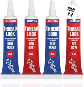 GH1200-10ML x 4 Pack Thread Lock 271 & 242 Medium & Strong Strength for Nuts, Bolts and Metals, Threadlocker Lock Tight & Seal Fasteners with Stable and Consistent Performance (Red & Blue)