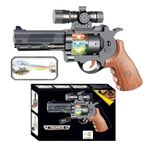 Toy Gun for kids great for Police Costume accessories, Army Soldier Military fancy dress pretend. This durable plastic toy Gun Pistol emits ounds lights, movement & projects images for hours of fun