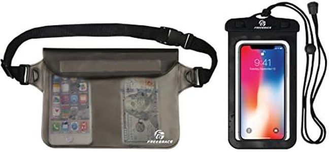 Freegrace Premium Waterproof Pouch Set with Waist/Shoulder Strap - Best Way to Keep Your Phone and Valuables Dry and Safe - Perfect for Boating Swimming Snorkelling Kayaking Beach Water Parks