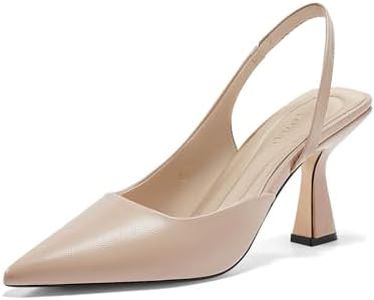Coutgo Womens Slingback Stiletto High Heels Closed Pointed Toe Pumps D’Orsay Sexy Office Dress Shoes, Khaki, 10