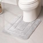 GRANNY SAYS Bathroom Toilet Rugs U Shaped, Bath Mats for Bathroom, Bathroom Rugs Non Slip Washable, Absorbent Microfiber Toilet Mat, Soft Plush Shaggy Bath Carpet, 20" x 24", Gray