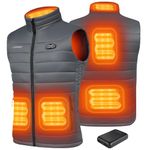 Gokozy Heated Vest for Men with 10000Mah Battery Pack, Heated Gilet Lightweight Heated Jacket and Waterproof Vest for Hunting/Hiking-Grey