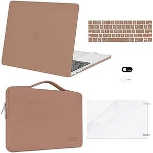 MOSISO Compatible with MacBook Pro 13 inch Case M2 2023, 2022, 2021-2016 A2338 M1 A2251 A2289 A2159 A1989 A1708 A1706, Plastic Hard Case&Bag&Keyboard Skin&Webcam Cover&Screen Protector, Caramel Brown