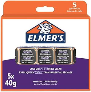 Elmer's Disappearing Purple Glue Sticks | Dries Clear | Great for Schools & Crafting | Washable & Child-Friendly | 40g | 5 Count