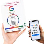 Google Review Plate (2-Pack) - XL Size 4.75” x 6.25” - Thick PVC Plate with 3M Sticker Backing - Custom NFC with QR - For Restaurants, Hotels, or any Business - Reusable - Powered by Review Highway