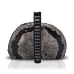 Nature's Decorations A Quality Black Agate Geode Bookends - Heavy Duty Book Ends with Rubber Bumpers for Shelves, Office, Home Decor - Cool Stone Bookend Pair for Decoration (1 Pair 2-3 LB)