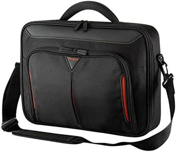 Targus Classic Clamshell Bag Designed for Business Professional Commuter fit up to 17-18-Inch Laptop/Notebook, Black/Red (CNFS418AU)