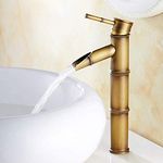 Store2508 Aquazere Single Lever Basin Brass Faucet Mixer Bamboo Design with Two Braided Connecting Pipes 450 mm