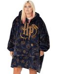 Harry Potter Vuddie Oversized Blanket Hoodie Women Ladies Fleece One Size, Navy