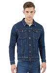 INKD Men's Stretch Denim Standard Length Jacket (Indigo-Aegean, M), Medium