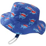 XYIYI Little Kids Shark Bucket Hat Adjustable Sun Hats Breathable Beach Hat for 2-4 Years Old Boys Girls