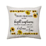 Aconesong Sunflower Quotes Gift for Best Friends Women Cushion Cover Throw Pillow Cover Presents for Best Friends Friendship Pillowcase Birthday Graduation Gifts (True Friends)