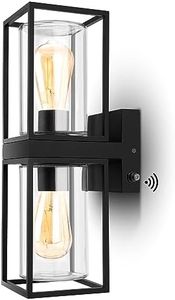 LUTEC Up and Down Outdoor Wall Lantern, Dusk to Dawn Outdoor Wall Lights, Exterior Waterproof Wall Sconce Light Fixtures with Clear Glass, Anti-Rust E26 Socket Black Porch Lights for Entryway