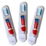 Colgate Travel Toothbrush Set of 3 by VistaHome - Foldable Toothbrush - Portable Toothbrush Set with Toothpaste - Orthodontic Toothbrush Set - Compact Toothbrush Set with Mini Toothpaste - Travel Size