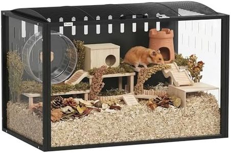PawHut Hamster Cage Steel Frame Chewproof, Large Rat Cage with Openable Top, Deep Burrow, Transparent Small Animal Habitat for Dwarf Syrian Hamster, Gerbil, Rats, 81L x 51W x 53H cm