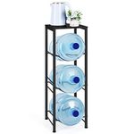 Water Jug Holder Rack 3-Tier Water Storage Organizer with Shelves for 5 Gallon Water Bottle Dispenser Stand for Office Kitchen Living Room Office, Black