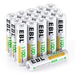 EBL 16-Pack AAA Batteries 1100mAh High Capacity Rechargeable Batteries 1.2V Ni-MH Triple AAA for Household and Business with Battery Case